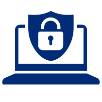 Drawing of a laptop computer with a large shield and lock