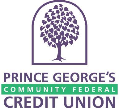 Prince George’s Community Federal Credit Union logo with a purple tree and green banner.