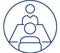 vector drawing of two people sitting across from each other