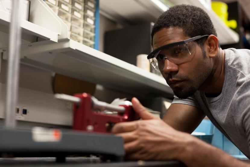 Physics Student in Lab