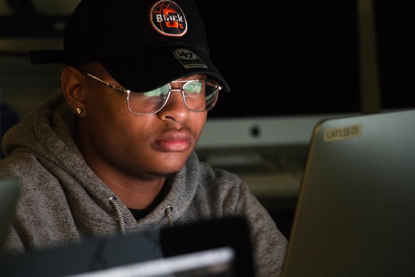 PGCC cybersecurity student in the classroom