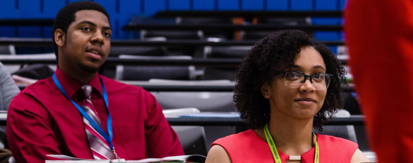 Visiting students in a lecture hall