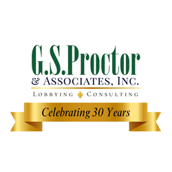 Logo of G.S. Proctor & Associates, Inc., featuring a gold ribbon stating 