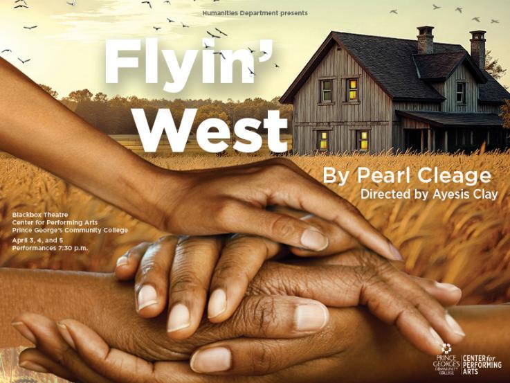 Flying West Graphic Holding hands in front of a barn